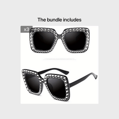 Oversized Cat Eye Sunglasses Rhinestone Gradient Lens UV400