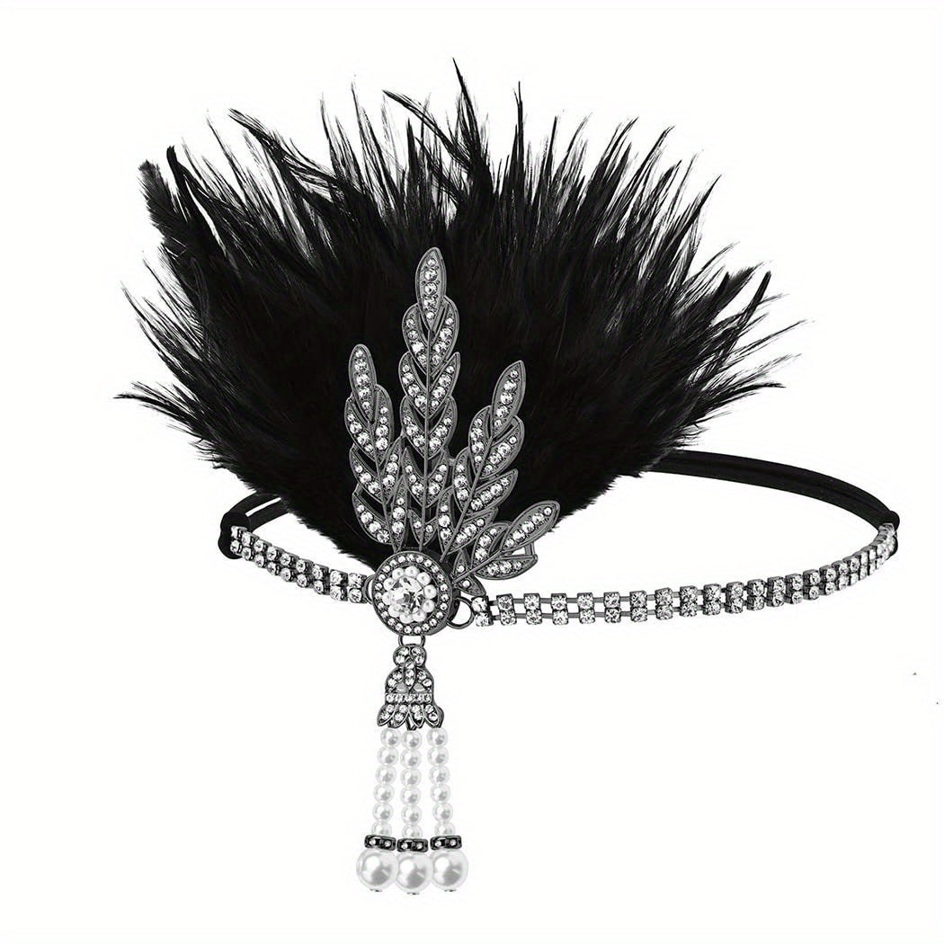 Faux Feather Alloy Rhinestone Headband 4876