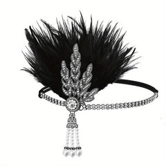 Faux Feather Alloy Rhinestone Headband 4876