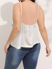 Sexy Cami Top Women's Plus Contrast Lace V Neck Tank Top