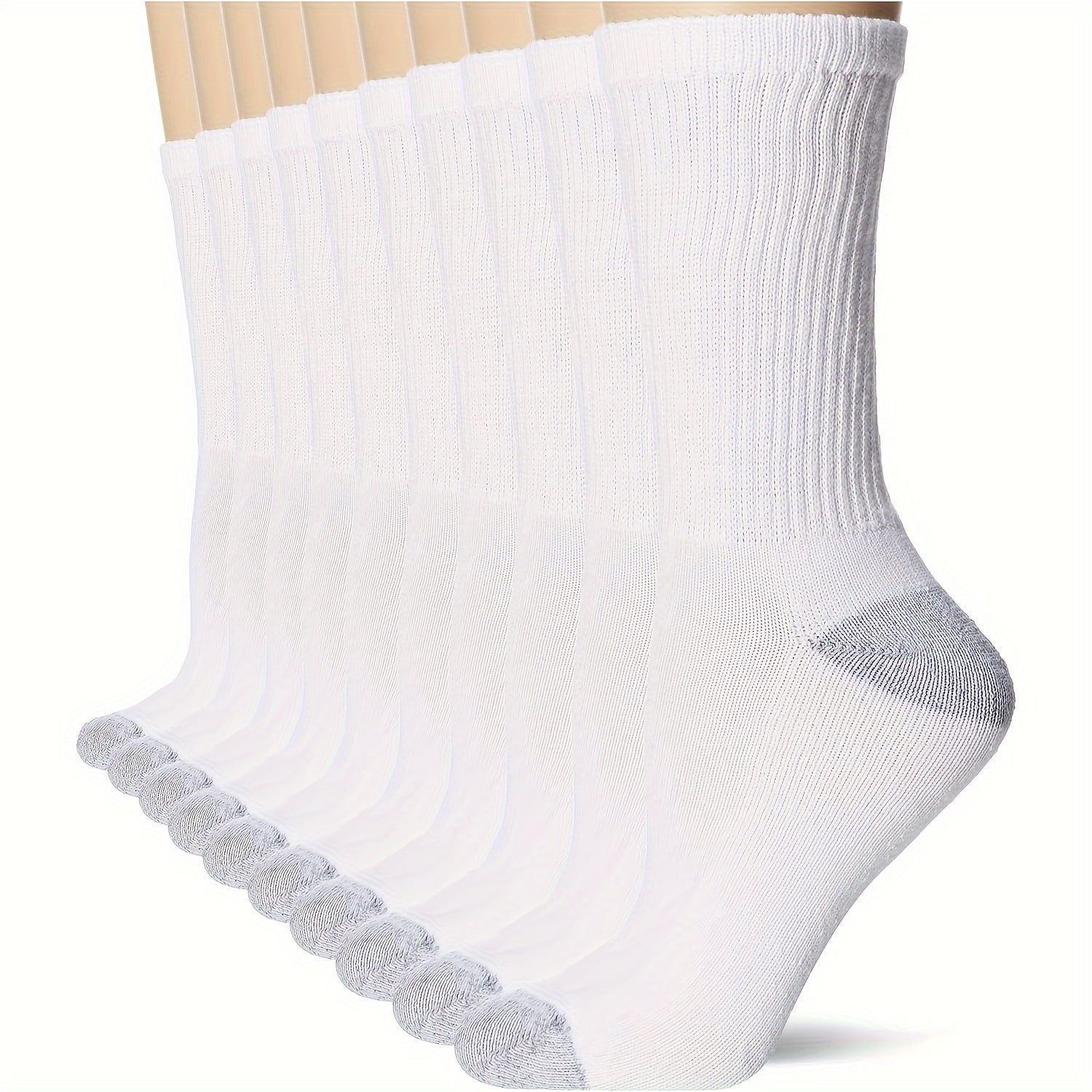 Men's Mid Crew Sport Socks Sweat-Absorbing Cotton Blend Comfy Breathable Socks