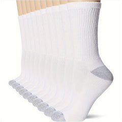 Men's Mid Crew Sport Socks Sweat-Absorbing Cotton Blend Comfy Breathable Socks
