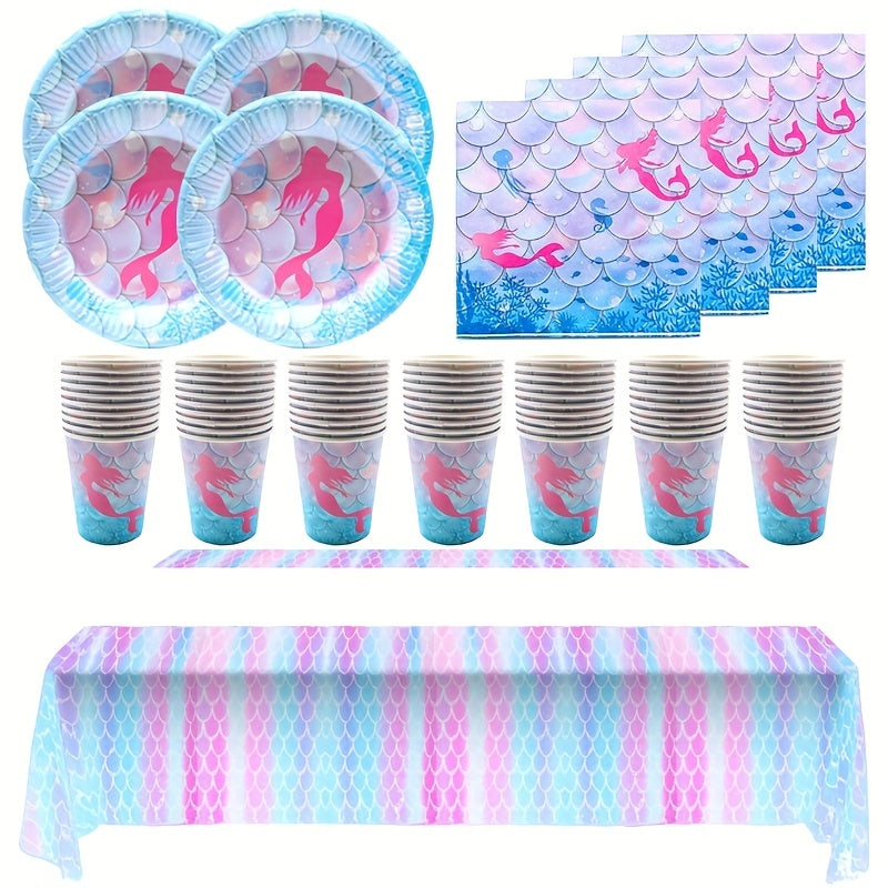 Mermaid Birthday Party Plates Napkins Tableware Set