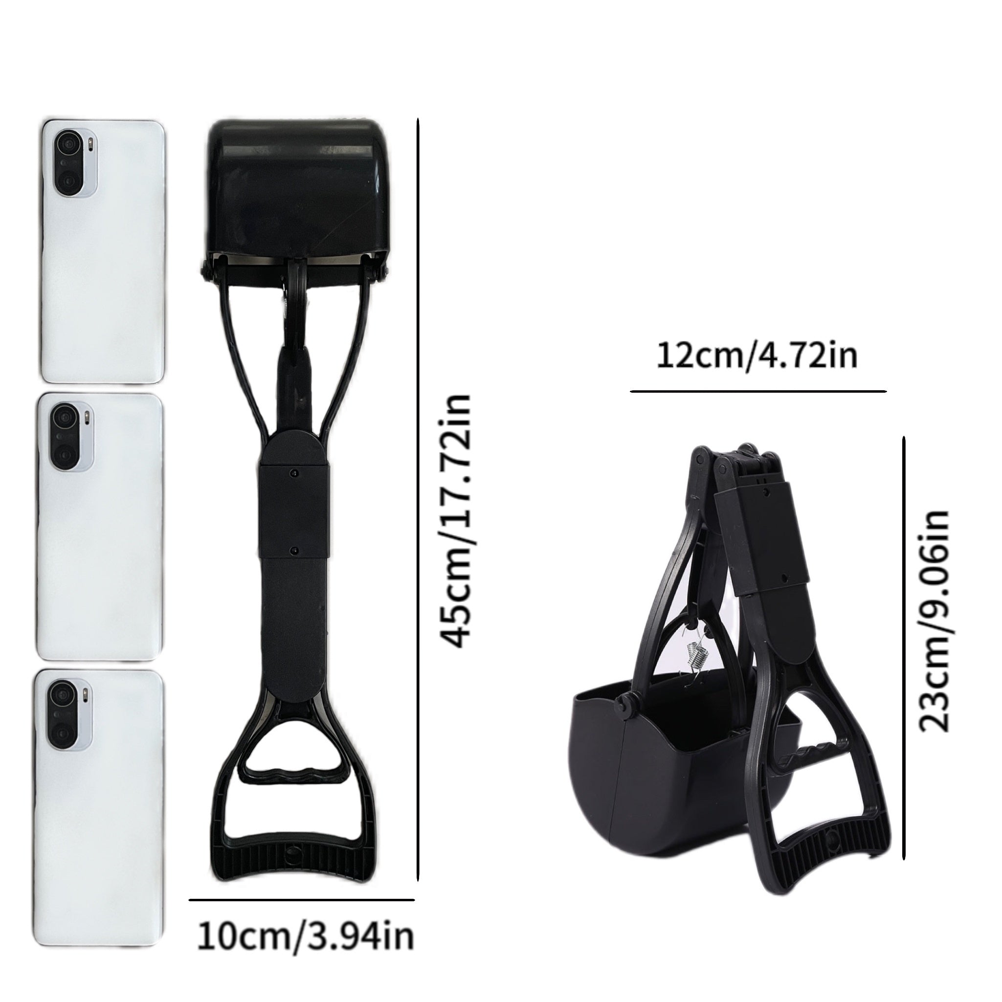 Foldable Dog Poop Scooper Long Handle Waste Picker for Outdoor Walking