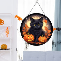 Acrylic Halloween Ghost Pumpkin Round Window Hanging Pendant