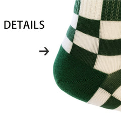Men's Sweat Absorbent Plaid Sports Socks Dark Green Red