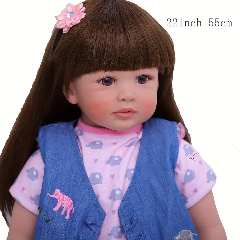 22 Inch Reborn Silicone Real Baby Toddler Doll Soft Reborn Girl Doll