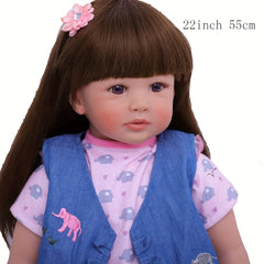 22 Inch Reborn Silicone Real Baby Toddler Doll Soft Reborn Girl Doll