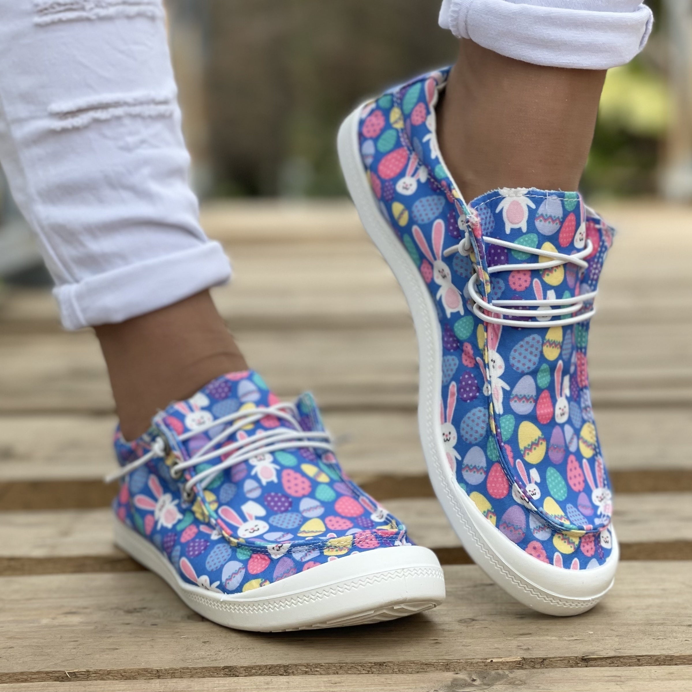 Bunny Pattern Flat Shoes Women's Casual Lightweight Soft Comfortable Walking Sho