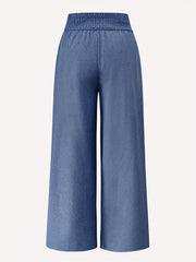 Casual Pants Women's Plus Chain Decor Waist Band High Rise Ruched Wide