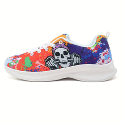 Women's Skull Pattern Sneakers Lace Up Outdoor Shoes Lightweight
