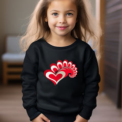 Love Heart Print Sweatshirt Girls Casual Graphic Crew Neck Pullover Sweatshirt
