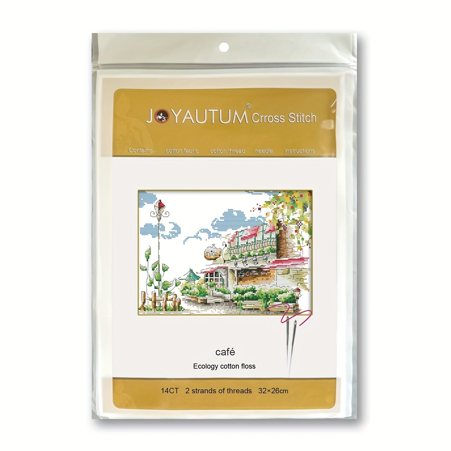 DIY Cross Stitch Kit Coffee House Flower Pattern Material