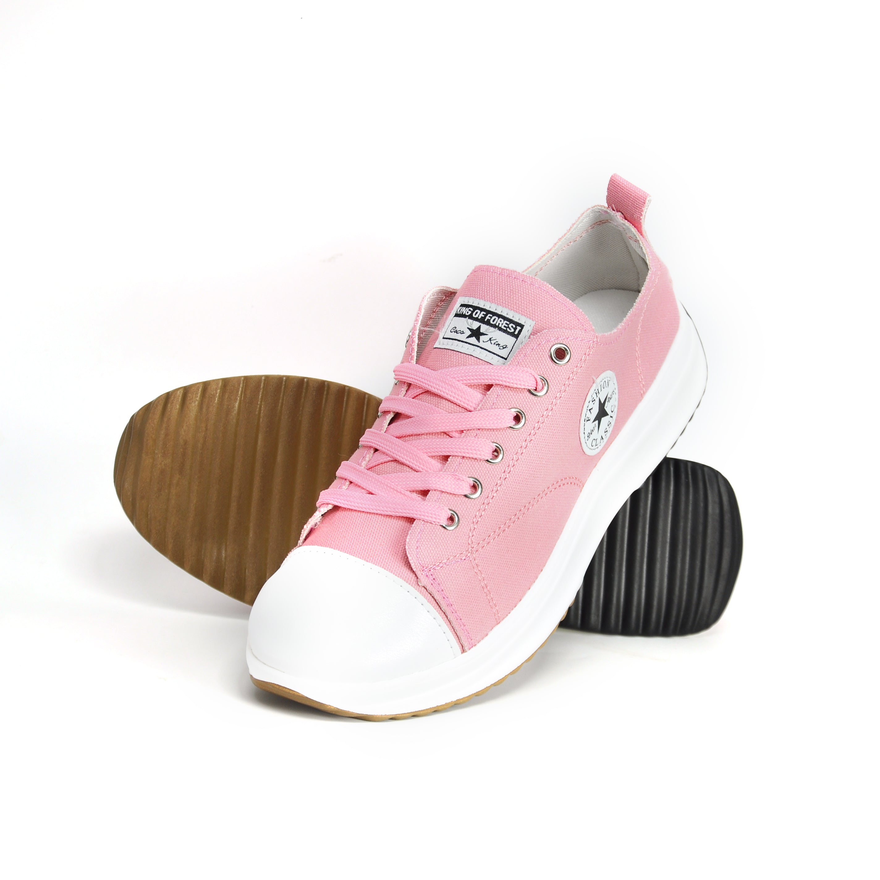 Women's Platform Canvas Shoes Low Top Lace Up Round Toe Casual Shoes
