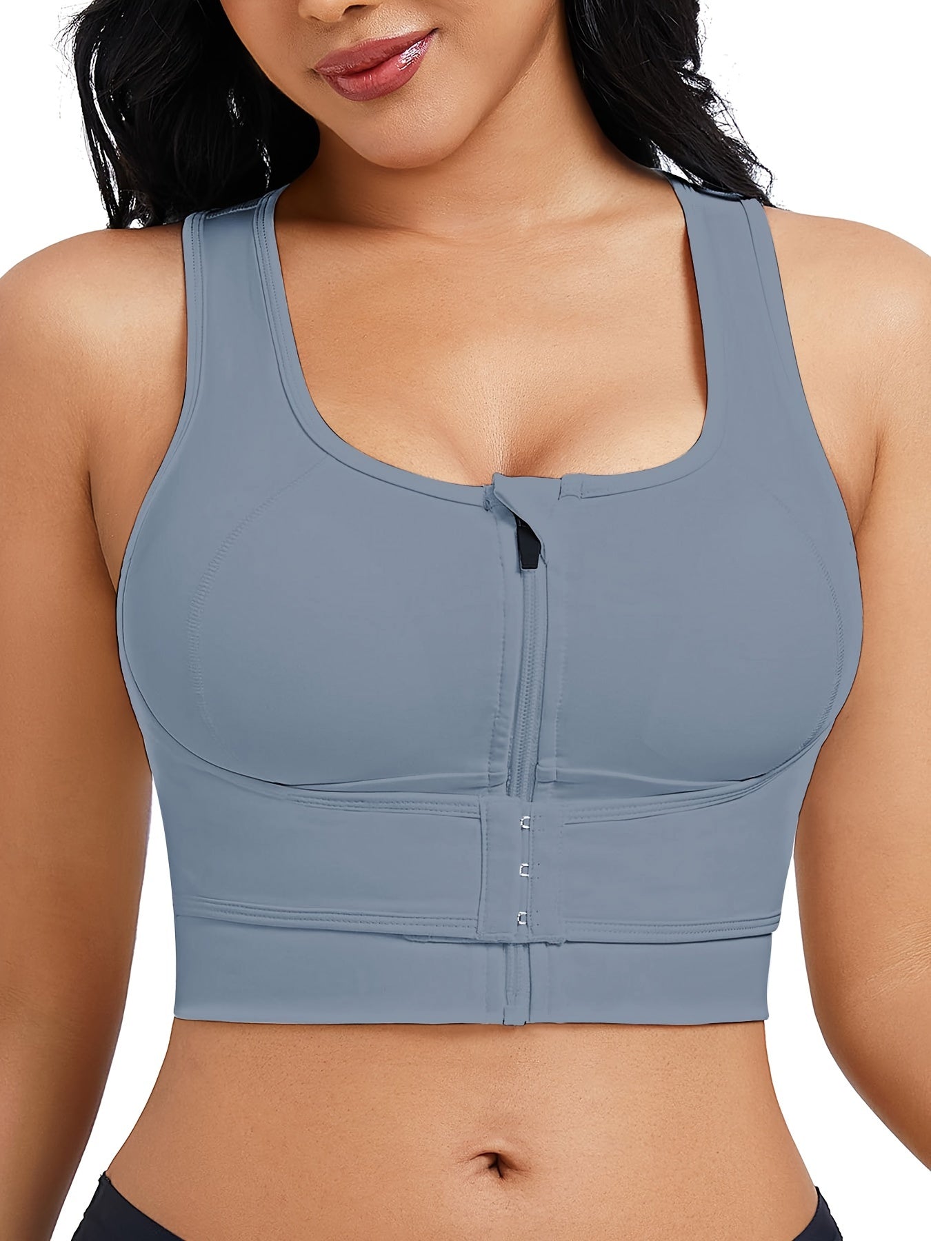 High Stretch Zipper Front Sports Bra for Women