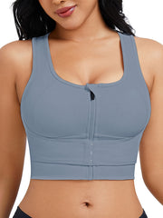 High Stretch Zipper Front Sports Bra for Women