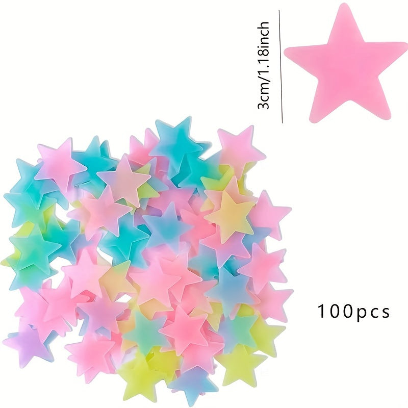 80pcs Easter Glow In The Dark 3D Stars Wall Stickers