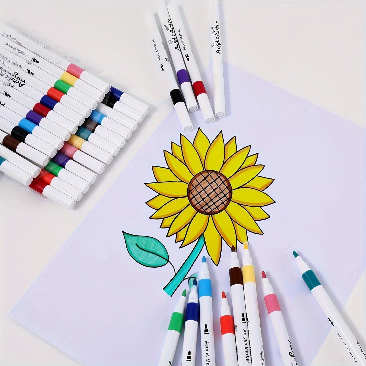 Acrylic Paint Pen Set 12 24 Colors Waterproof & Non Toxic Washable