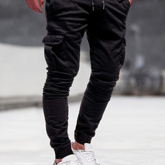 Men's Drawstring Cargo Pants Slim Fit Casual Outdoor Pants