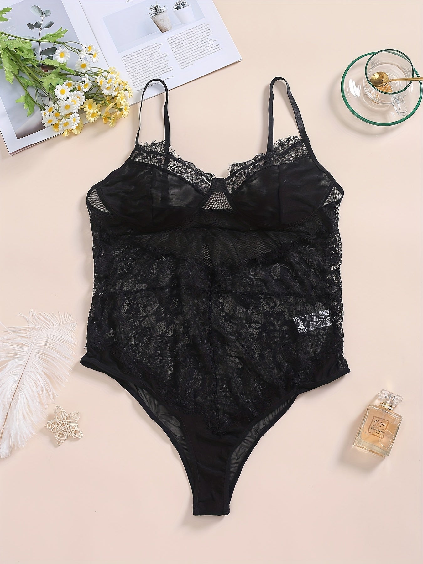 Floral Lace Sexy Plus Size Bodysuit Lingerie