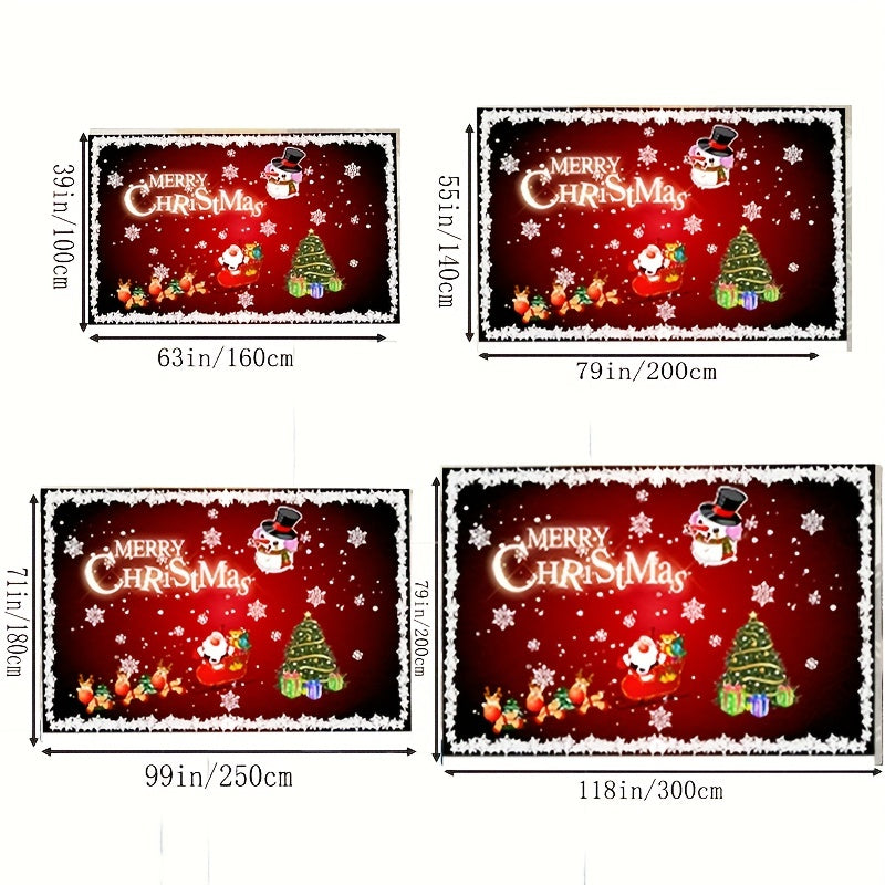 Christmas Area Rug Elk Santa Claus Pattern Non-slip Carpet Rustic Home Decor