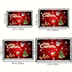 Christmas Area Rug Elk Santa Claus Pattern Non-slip Carpet Rustic Home Decor