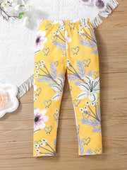 Kid Girls Flower Pattern Leggings Tight Breathable Stretch Leggings