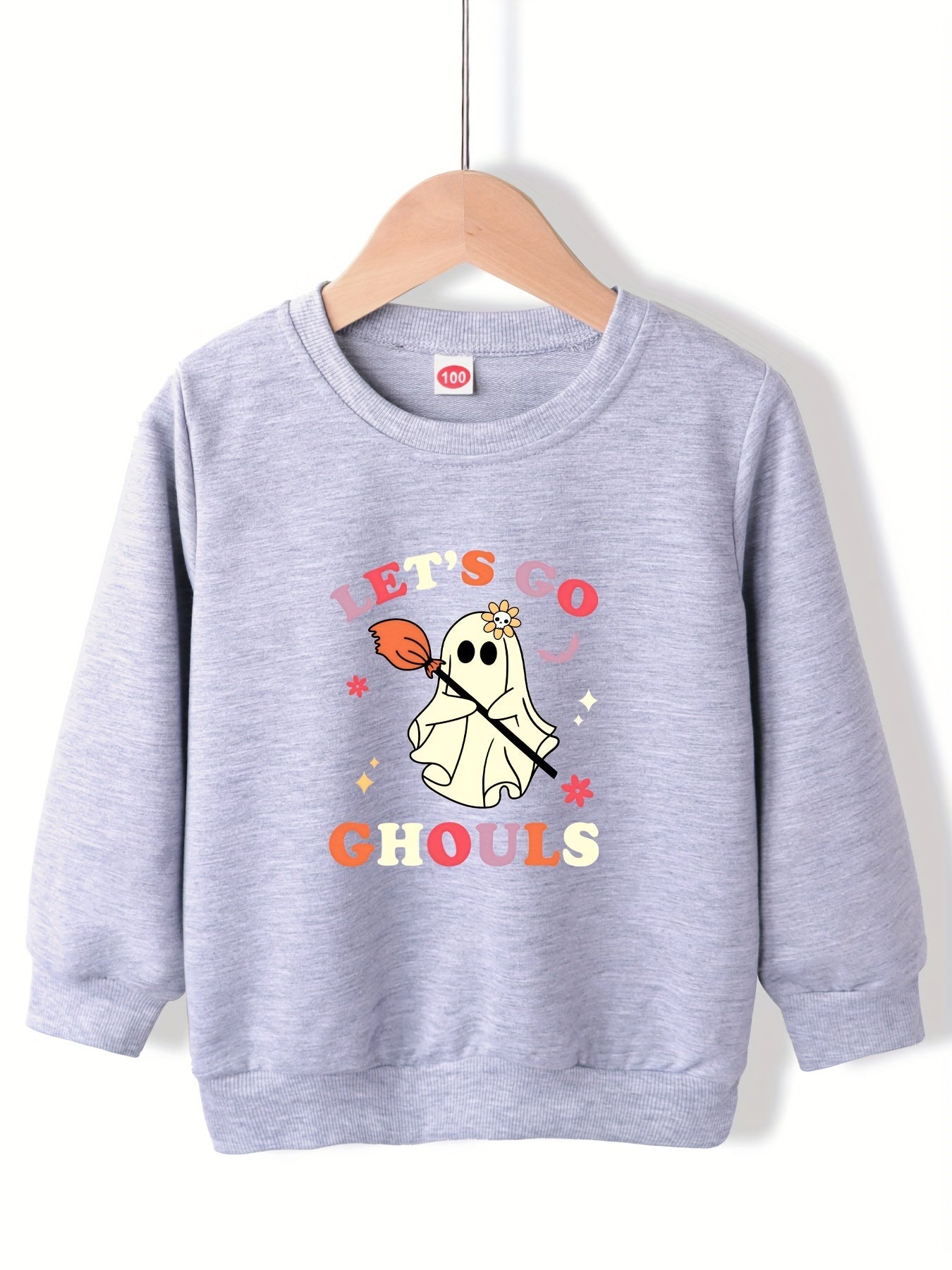 Cute Ghost & Broom Kids Sweatshirt