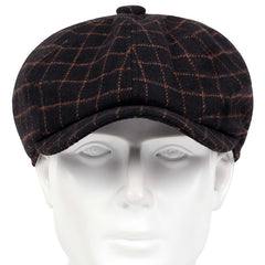 Men's Plaid Print Short Brim Newsboy Hat