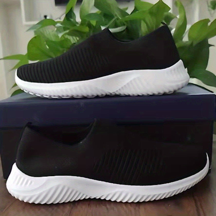 Men's Breathable Mesh Knitted Slip On Shoes for Walking Jogging
