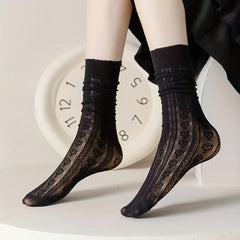 Heart Pattern Calf Socks Sweet Lolita Lace Knee High Socks Women's Stockings