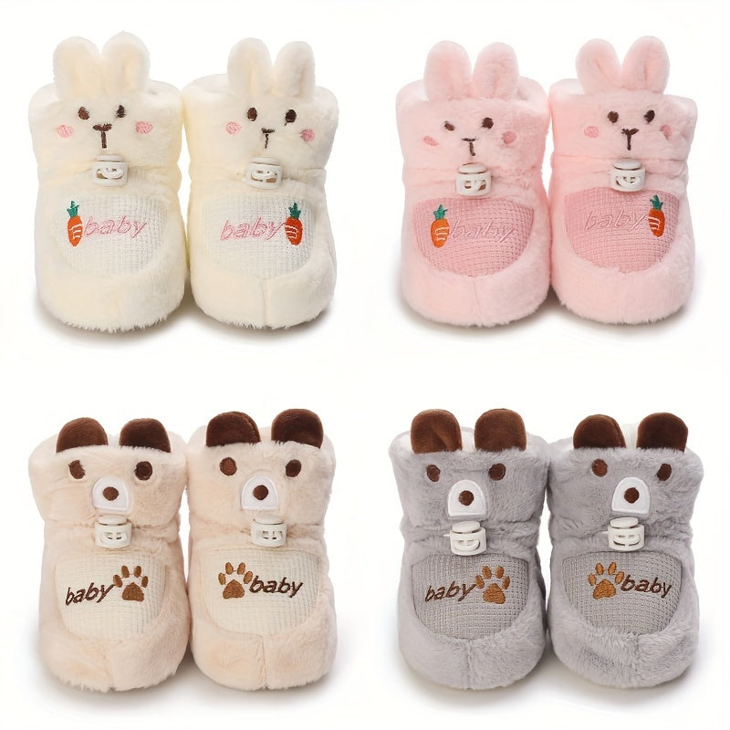 Baby Girls Soft Winter Boots - Cozy Fleece Lined Indoor Shoes