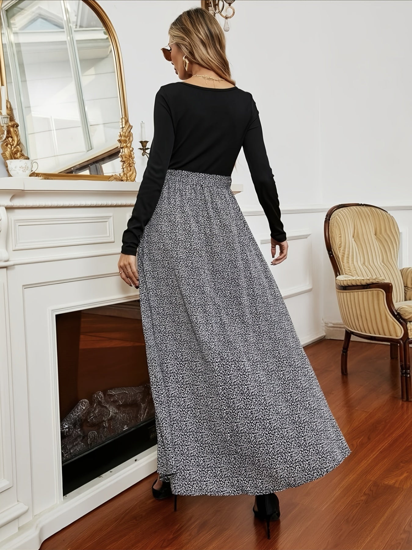 Floral Print Belted Skirt High Waist Boho Style