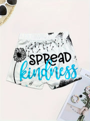 Letter & Dandelion Print Skinny Shorts Casual Shorts