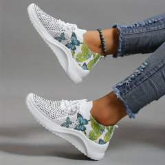 Women's Butterfly Print Sports Shoes Lace Up Running Shoes