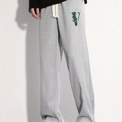 Men's V Graphic Print Loose Jogger Pants for Spring Fall