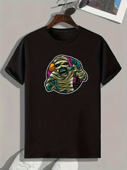 Halloween Zombie Pattern Print Men's Comfy Sports T Shirt Graphic Tee