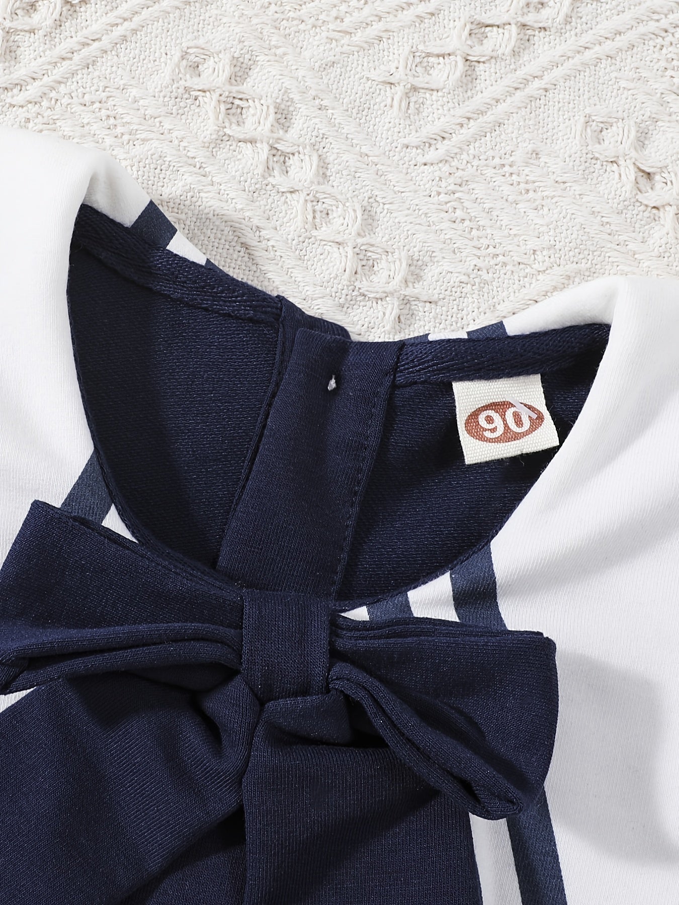 Girls Sailor Collar Princess Dress With Bow - Autumn/Spring