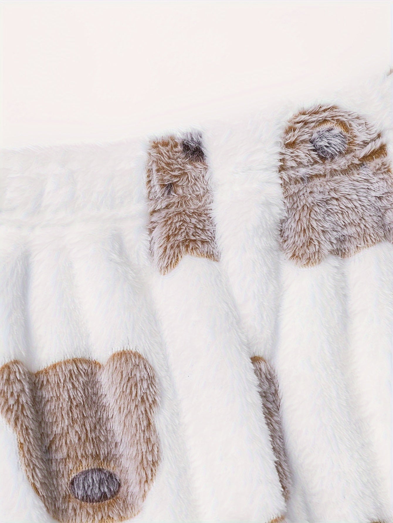 Bear Print Flannel Lounge Set - Warm Pajamas