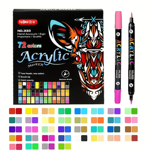 72 Dual Tip Acrylic Markers Vibrant Art Supplies for Students