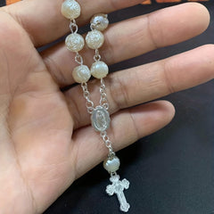 Milky Rose Flower Beaded Bracelet Decorative Accessories for Girls