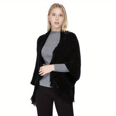 Warm Knitted Cardigan Fringe Shawl Wrap Windproof Cape