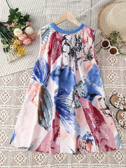 Girls Casual Graffiti Print Sleeveless Dress