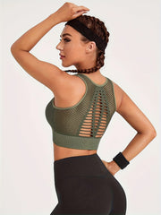 High Elastic Wide Strap Sports Bra Cutout Fitness Yoga Running Bra