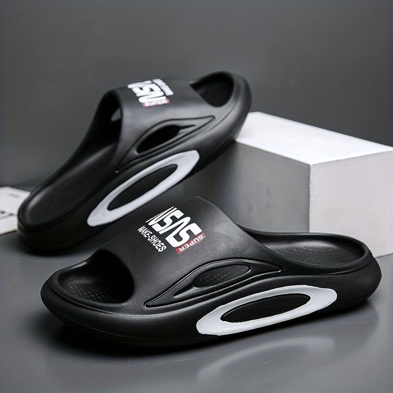 Men's Alphabet Non Slip Platform Slides Comfortable Cloud Slides