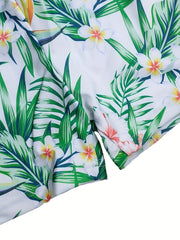 Boys Flower And Leaf Print Casual Swimming Trunks