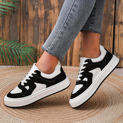 Women's Lace Up Low Casual Sneakers Minimalist Flat Shoes