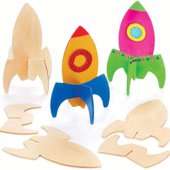 DIY Wooden Rocket Craft Kit with Paint Gift