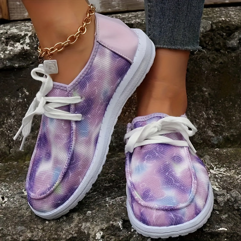Women's Casual Canvas Lace-Up Flat Sneakers