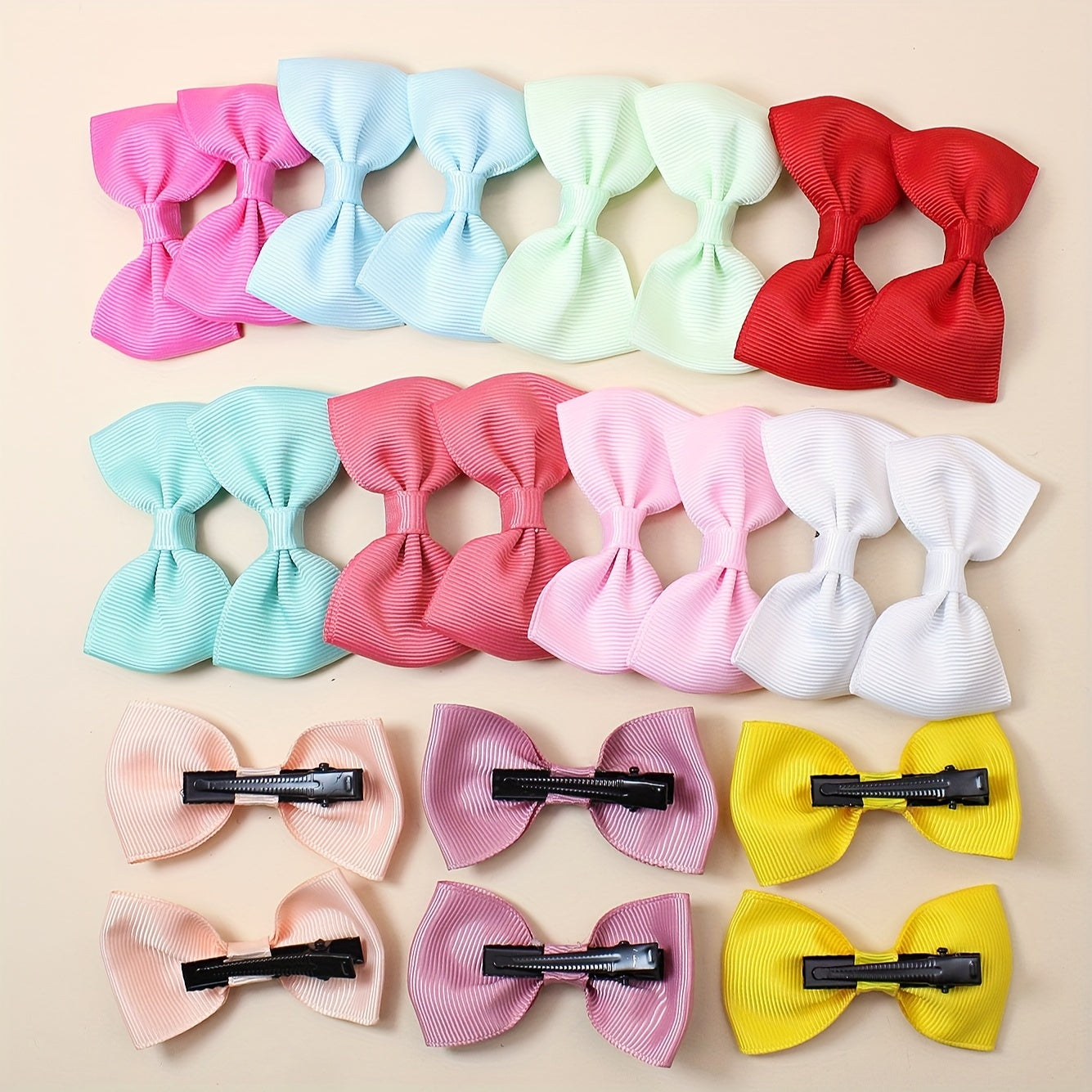 11 Pairs Plain Bow Hair Clips Headwear Hair Accessories For Girls Kids